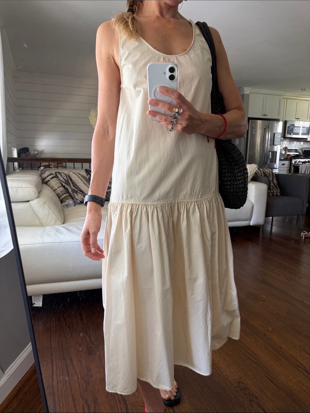 Zara Cream Sleeveless Midi Dress